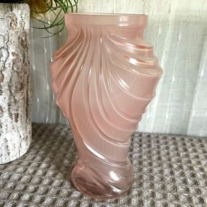 Vintage Dusty Pink Draped Glass Vase